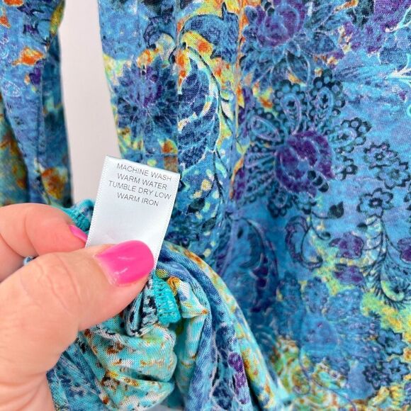 Tianello Womens Livia Blouse Tunic Size Small Paisley Burnout Cotton Blend Top - Picture 11 of 11